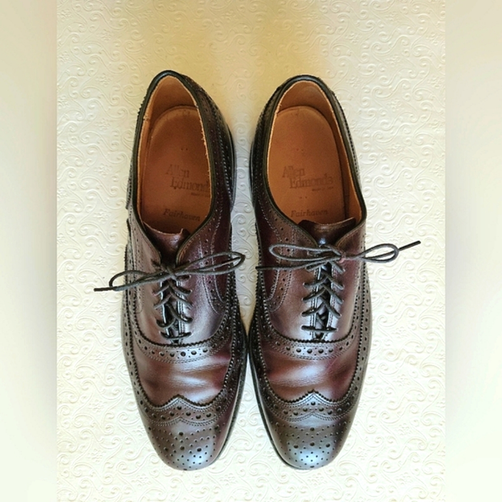 Allen Edmonds Fairhaven Mens Wingtip Dress Shoes Size 8 Dark brown/mahog…